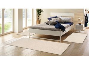 Bettumrandung MY HOME "Wolly, Handweb Teppiche" Gr. 14, beige (natur), H:14mm, Obermaterial: 100% Wolle, Bettumrandung, Bettvorleger, Wolle, handgewebt, Läufer-Set Wohnzimmer, Schlafzimmer