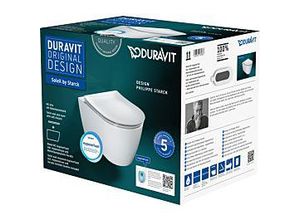 Duravit Soleil by Starck Wand-Tiefspül-WC-Set 45910920A1 mit WC-Sitz, rimless, weiß Hygiene Glaze