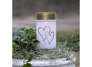 LED-Solar-Erdspießleuchte Hearty, weiß/gold 12 cm Kunststoff