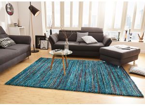 Hochflor-Teppich HANSE HOME "Chic" Gr. 4, blau, B:160cm H:30mm L:230cm, Kunstfaser, Teppiche, Shaggy, Weich, Flauschig, Flokati, Meliert, Wohnzimmer, Schlafzimmer
