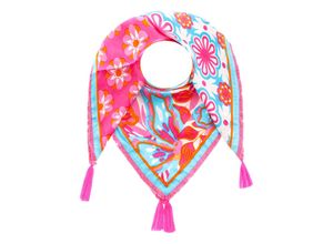 Modetuch ZWILLINGSHERZ, Damen, blau (türkis), Viskose, gemustert, modisch, Modetücher, mit Allover-Print, Tasseln und kleiner Fransenkante
