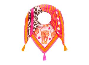 Modetuch ZWILLINGSHERZ, Damen, pink, Viskose, gemustert, modisch, Modetücher, mit Allover-Print, Tasseln und kleiner Fransenkante