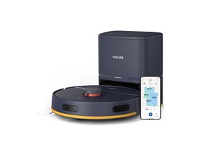 PHILIPS Nass-Trocken-Saugroboter "XU2100/10 2000 Series, mit Teppich-Boost Funktion", blau (mitternachtsblau), B:34,5cm H:29,1cm T:49,6cm, Saugroboter, LDS-Radarnavigationssystem, HomeRun App, inkl. Entleerungsstation