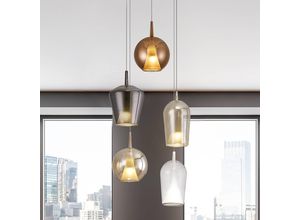 Hängeleuchte Elsa, Glas, 5-fl., bronze,