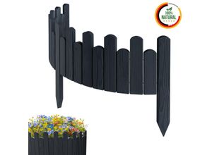 Beeteinfassung Rasenkante 100 cm lang Flexibler Gartenzaun Rollzaun Steckzaun Höhe 15 cm Anthracit