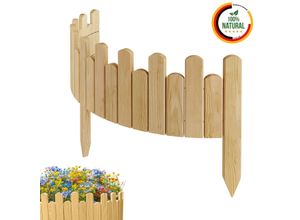 Beeteinfassung Rasenkante 100 cm lang Flexibler Gartenzaun Rollzaun Steckzaun Höhe 15 cm Natur