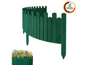 Beeteinfassung Rasenkante 200cm Flexibler Gartenzaun Rollzaun Palisade Höhe 30 cm, Grün