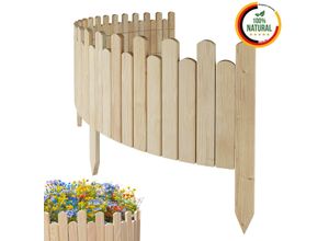 Beeteinfassung Rasenkante 200cm Flexibler Gartenzaun Rollzaun Palisade Höhe 30 cm, Unbehandelt