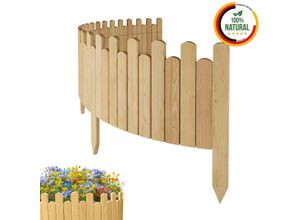 Beeteinfassung Rasenkante 200cm Flexibler Gartenzaun Rollzaun Palisade Höhe 30 cm, Natur