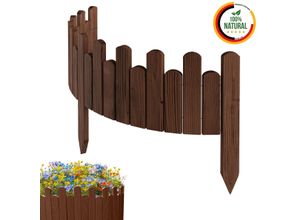 Beeteinfassung Rasenkante 100 cm lang Flexibler Gartenzaun Rollzaun Steckzaun Höhe 20cm Braun