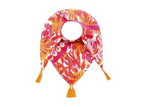 Modetuch ZWILLINGSHERZ ""Hawaii Blume"", Damen, orange, Viskose, modisch, Modetücher, mit Tasseln und farbenfrohem Blumenmuster