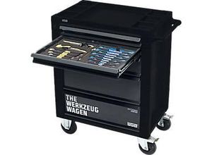 Werkstattwagen, 140 tlg., Stahlblech/ABS, 5 Schubladen, verschließbar, m. Handgriff