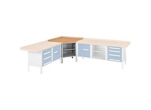 Werkbank-Ecklösung Schäfer Shop Select PWi 75, Buche Multiplexplatte, bis 750 kg, B 1095 x T 1095 x H 840 mm