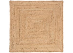 Teppich CARPETFINE "Nele Juteteppich Naturfaser", beige (natur), B:300cm H:6mm L:300cm, Jute, Teppiche, geflochtener Wendeteppich aus 100% Jute, quadratisch und als Läufer