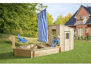 Sandkasten WEKA "196 A", beige (natur), Sandkästen, Jungen, B/H/L: 116cm x 222cm x 291cm, Holzwerkstoff, mit Kajüte, B:116cm H:222cm L:291cm