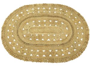 Sisalteppich CARPETFINE "Juteteppich Finn", beige (natur), B:140cm H:13mm L:200cm, Jute, Teppiche, natürliches Pflanzenmaterial von Hand gewebt, Boho Style