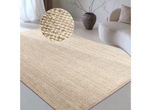 Teppich MY HOME "Avot Juteteppich", beige (naturweiß), B:190cm H:10mm L:280cm, Jute, Teppiche, 100% Jutefaser, Läufer, Esszimmer, Wohnzimmer, Skandi