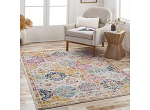 Teppich LIVABLISS "CUZCO", bunt, B:200cm H:7mm L:200cm, Kunstfaser, Teppiche, Vintage Orientteppich, Kurzflor Boho Wohnzimmerteppich, Läufer