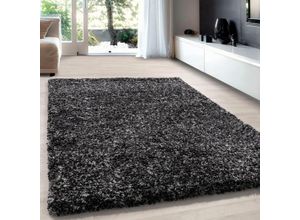 Hochflor-Teppich AYYILDIZ TEPPICHE "Enjoy Shaggy" Gr. 6, grau (anthrazit), B:200cm H:50mm L:290cm, Kunstfaser, Teppiche, auch als Läufer, Shaggy, Langflor, meliert, Wohnzimmer