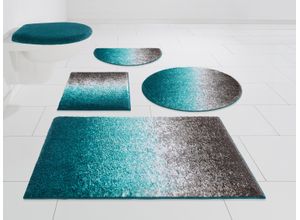 Badematte MY HOME "Elif, Badvorleger, Badezimmer Teppich" Gr. 12, grau (grau, aqua), H:15mm, Kunstfaser, Badematten, Ombré-Look, Badteppich, Badematten auch als 3 teiliges Set erhältlich