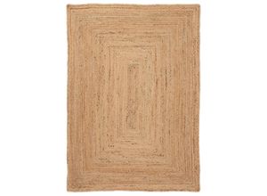 Teppich CARPETFINE "Nele Juteteppich Naturfaser", beige (natur), B:240cm H:6mm L:340cm, Jute, Teppiche, geflochtener Wendeteppich aus 100% Jute, quadratisch und als Läufer