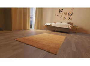 Wollteppich MORGENLAND "Uni - Gabbeh Teppich - Softy", braun (camelfarben), B:170cm H:1,6mm L:240cm, Schurwolle, Teppiche, Gabbeh Optik, Uni Farben, reine Wolle, sehr weicher Flor, Wohnzimmer