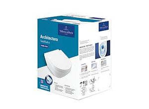 Villeroy und Boch Architectura Combi-Pack Wand-WC mit WC-Sitz 4694CL01 oval, 37x53 cm, Abgang waagerecht, weiß