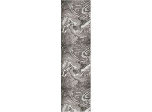 Läufer FLAIR RUGS "Marbled", silber (silberfarben), B:60cm H:12mm L:230cm, Kunstfaser, Teppiche, dezenter Glanz, mehrfarbig, modernes Marmor-Design, Teppichläufer