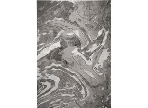 Teppich FLAIR RUGS "Marbled", silber (silberfarben), B:120cm H:12mm L:170cm, Kunstfaser, Teppiche, dezenter Glanz, mehrfarbig, modernes Marmor-Design