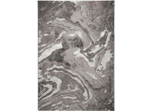 Teppich FLAIR RUGS "Marbled", silber (silberfarben), B:200cm H:12mm L:290cm, Kunstfaser, Teppiche, dezenter Glanz, mehrfarbig, modernes Marmor-Design