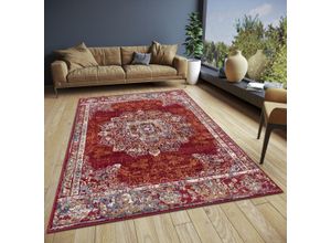 Teppich HANSE HOME "Maderno", rot, B:200cm H:8mm L:280cm, Polypropylen (PP), Jute, Polyester, Teppiche, Läufer, Orientalisch, Kurzflor, Wohnzimmer, Schlafzimmer, Esszimmer