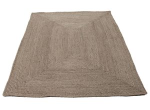 Teppich CARPETFINE "Nele Juteteppich Naturfaser", grau (taupe), B:100cm H:6mm L:150cm, Jute, Teppiche, geflochtener Wendeteppich aus 100% Jute, quadratisch und als Läufer