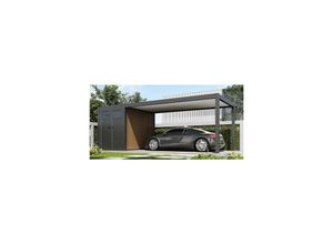 PergoLine Carport aus Aluminium mit Abstellraum 3 x 7,2 M Garage anthrazit