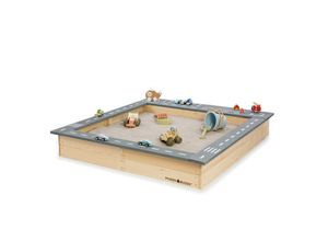 Muddy Buddy Sandkasten , Natur, Grau , Holz , Zypresse , massiv , 125x20x135 cm , EN 71 , Spielzeug, Holzspielzeug