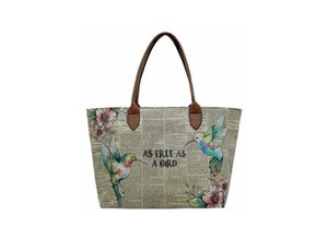 Weekender DOGO "Weekender As Free As A Bird Damen Handtaschen (Fashion) /", Damen, Gr. H/T: 30cm x 16cm OneSize, beige (natur), Lacklederimitat, Taschen, Vegan