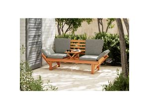 Ambia Garden Gartenbank , Grau, Akazie , Holz, Textil , Akazie , Hartholz , 2-Sitzer , 206x83x63 cm , Gartenmöbel, Gartenbänke