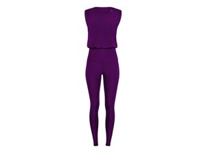 Jumpsuit WINSHAPE "JS102LSC", Damen, Gr. M, Normalgrößen, lila (schwarz plum), 85% Polyester, 15% Elasthan, Rundhals, ohne Ärmel, Overalls, Functional Comfort