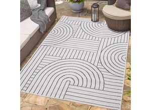 Outdoorteppich CARPET CITY "DUO RUG 5842", grau, B:200cm H:5mm L:290cm, Obermaterial: 100% Polypropylen, Teppiche, Wendeteppich Wetterfest In- & Outdoor, Balkon, Terrasse, Wohnzimmer