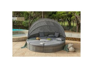 Ambia Garden Gartenmuschel , Grau , Metall, Kunststoff, Textil , 72-150 cm , große Liegefläche, verstellbares Dach, regenabweisend , Loungemöbel,
