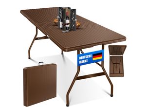 KESSER® Buffettisch Tisch klappbar Kunststoff 183x76 cm Rattan Optik Campingtisch Partytisch Klapptisch Gartentisch für Garten Terrasse und Balkon zusammenklappbar 6 Personen ink. Tragegriff