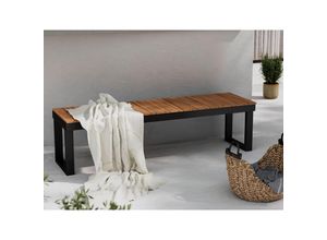 Ambia Garden Gartenbank , Schwarz, Teak , Holz, Metall , Akazie , massiv , 2-Sitzer , 160x45x46 cm , Bsci, FSC 100% , Holzmöbel, Sitzgelegenheiten