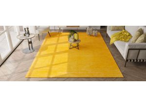 Wollteppich MORGENLAND "LORIBAFT TEPPSTAR", gold (goldfarben), B:70cm H:15mm L:140cm, Wolle, Teppiche, reine Schurwolle, uni, Wohnzimmer