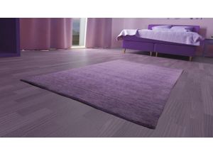Wollteppich MORGENLAND "Uni - Gabbeh Teppich - Softy", lila (flieder), B:170cm H:1,6mm L:240cm, Schurwolle, Teppiche, Gabbeh Optik, Uni Farben, reine Wolle, sehr weicher Flor, Wohnzimmer