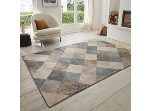 Teppich HANSE HOME "Bakke", beige (creme), B:240cm H:8mm L:340cm, Polypropylen (PP), Teppiche, Kurzflor, Läufer, Rauten-Muster, Wohnzimmer, Schlafzimmer, Esszimmer