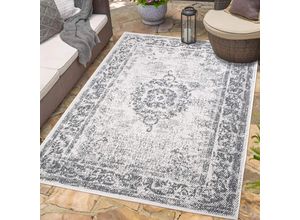 Outdoorteppich CARPET CITY "DUO RUG 5577", grau, B:200cm H:5mm L:290cm, Obermaterial: 100% Polypropylen, Teppiche, Wendeteppich Wetterfest In- & Outdoor, Balkon, Terrasse, Wohnzimmer