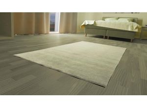 Wollteppich MORGENLAND "Uni - Gabbeh Teppich - Softy", silber (silberfarben), B:250cm H:1,6mm L:300cm, Schurwolle, Teppiche, Gabbeh Optik, Uni Farben, reine Wolle, sehr weicher Flor, Wohnzimmer