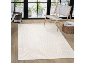 Teppich PACO HOME "Luzern 654", beige (creme), B:240cm H:13mm L:340cm, Polyester, Teppiche, Kurzflor, Uni Farben, Hoch-Tief-Struktur, Scandi Design