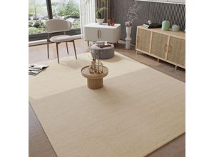 Wollteppich MORGENLAND "LORIBAFT TEPPSTAR", beige (natur), B:140cm H:15mm L:200cm, Wolle, Teppiche, reine Schurwolle, uni, Wohnzimmer
