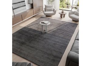 Wollteppich MORGENLAND "LORIBAFT TEPPSTAR", grau, B:70cm H:15mm L:140cm, Wolle, Teppiche, reine Schurwolle, uni, Wohnzimmer