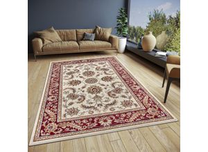 Teppich HANSE HOME "Reni", rot (creme,rot), B:140cm H:8mm L:200cm, Polypropylen (PP), Jute, Polyester, Teppiche, Läufer, Orientalisch, Kurzflor, Wohnzimmer, Schlafzimmer, Esszimmer